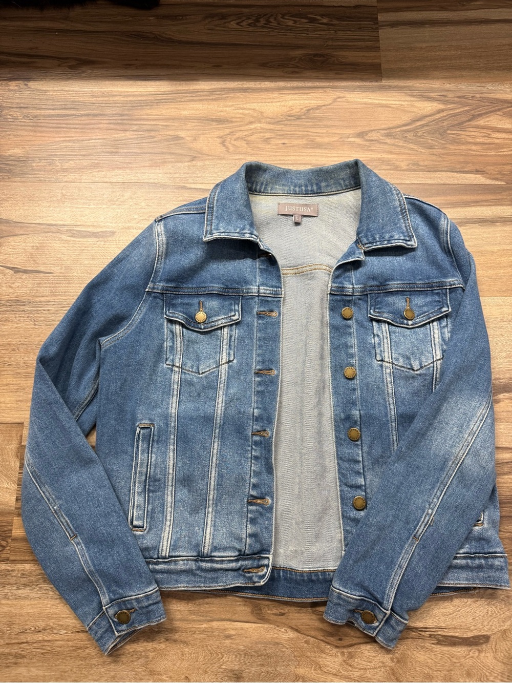 Just USA Light Blue Denim Jacket with Brass Buttons